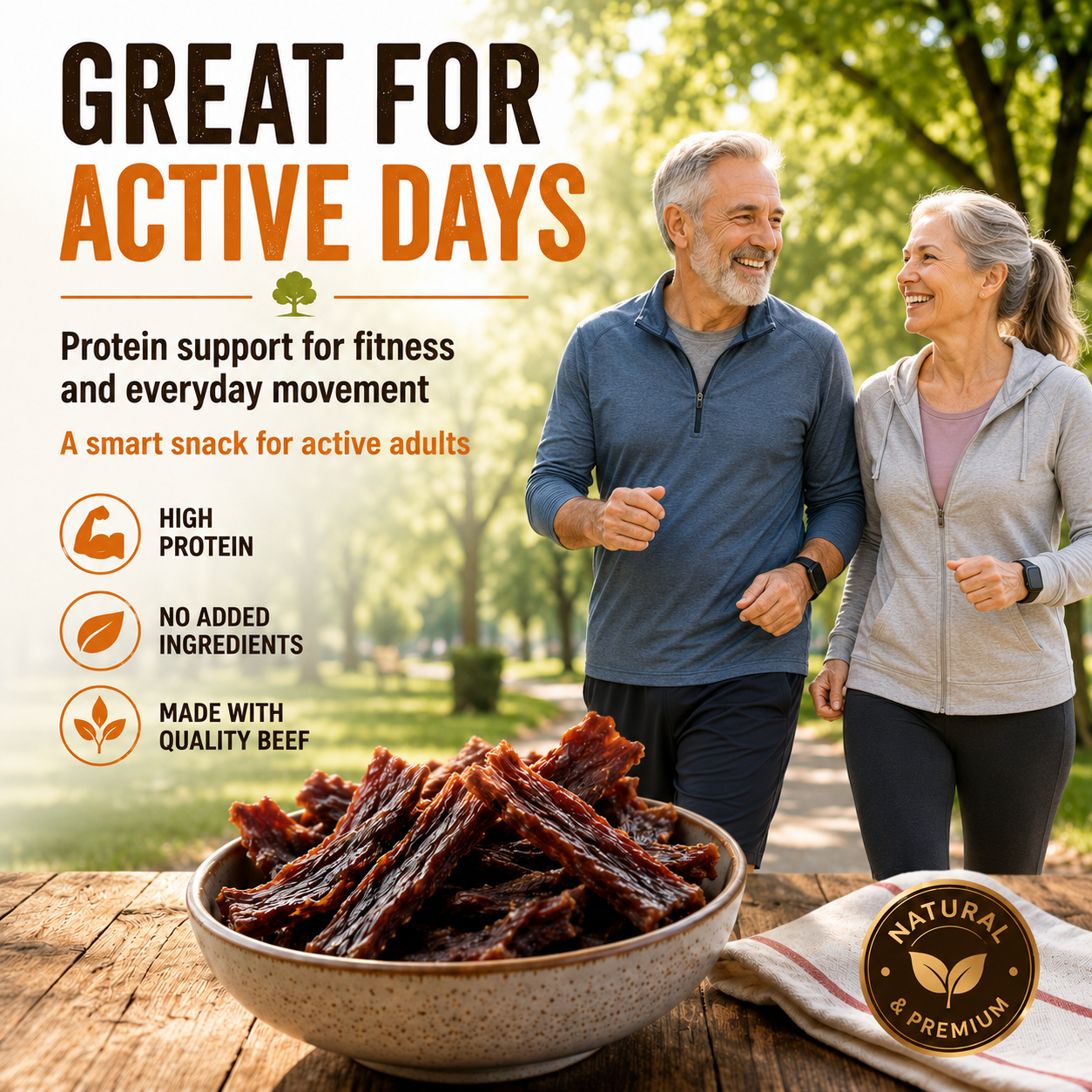 🥩 High-Protein Pure Beef Jerky Clean Ingredients · Real Beef · Rich Flavor-9SLL